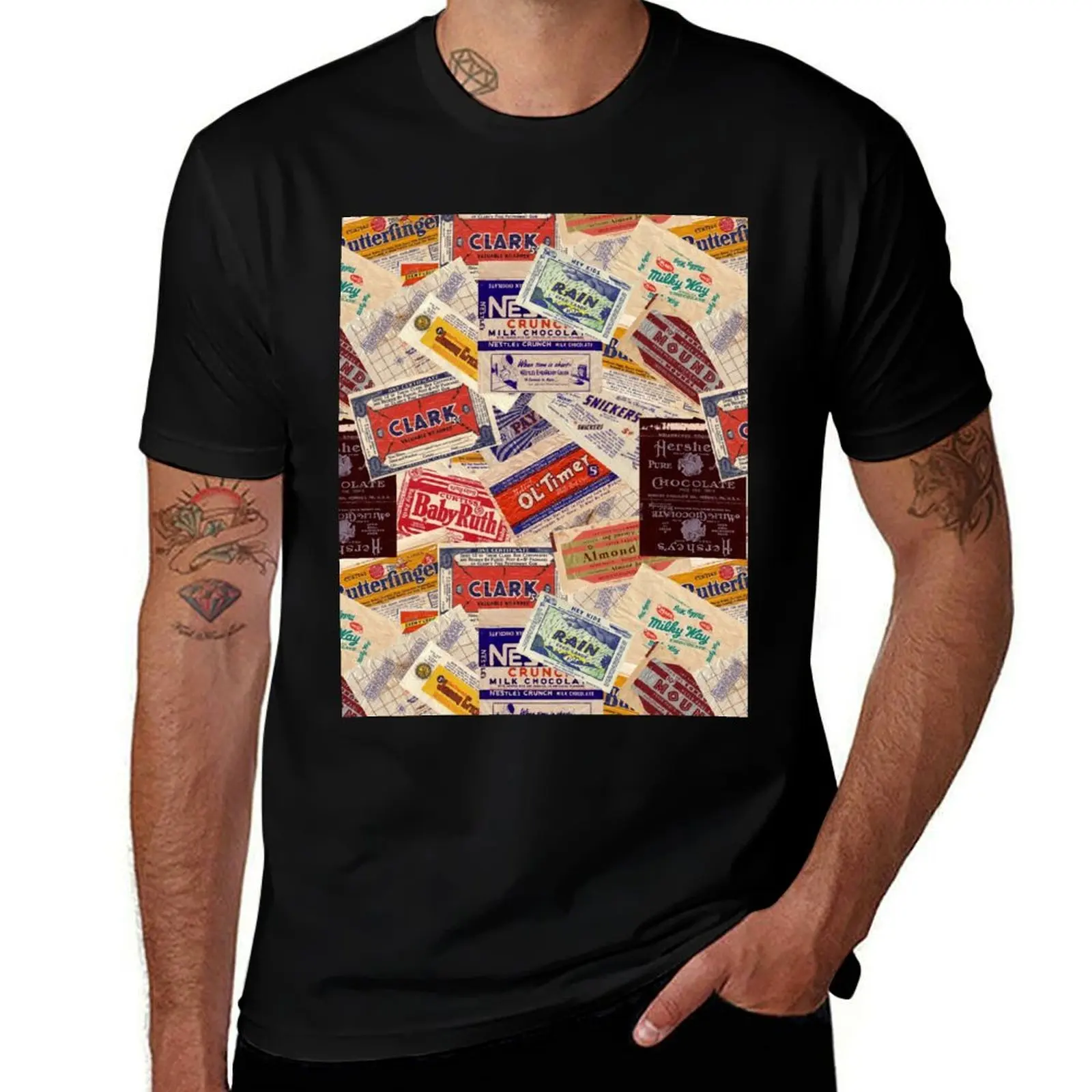 Vintage Candy Wrappers T-Shirt Work Duty Casual T-Shirt