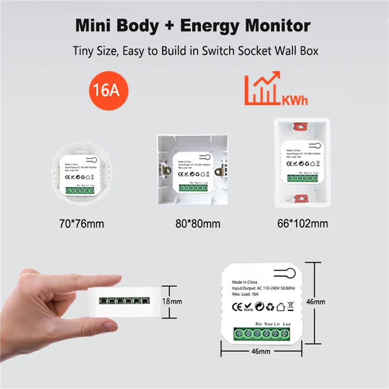 ABKQ-2X Tuya Smart Life Zigbee Switch Monitor di energia elettrica Kwh Din Rail 16A Presa timer Mini modulo