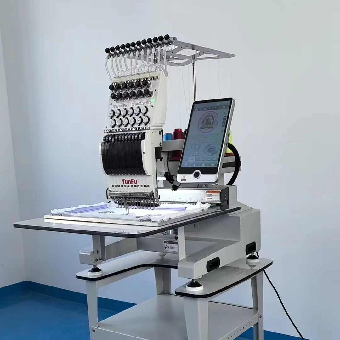 Single Head 12 Needles 1200 RPM High-Accuracy Digital Flat Computerized Cap Embroidery Machine For Home Use