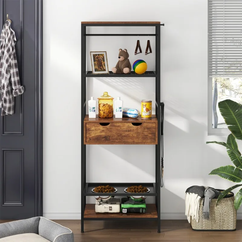 

Adjustable dog station with storage rack and drawers multifunctional dog station with pet supplies storage rack
