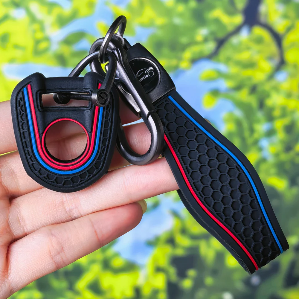 New Shock‑Buffering Silicone Key Case With Keychain For Honda CB650R High‑Grade Motorcycle Honeycomb‑Grip Key Cover Shell Cap
