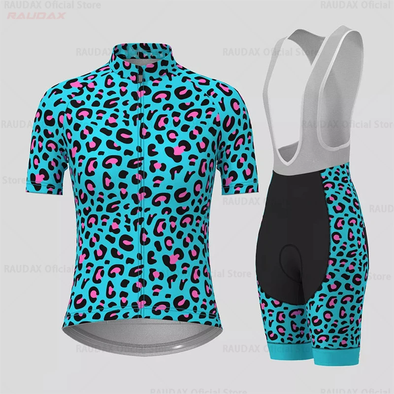 2023 Women Clothing Sets Leopard Print Cycling Jersey Summer Cycling Shorts Woman Clothes Mountain Bike Bicycle Set Sportwear