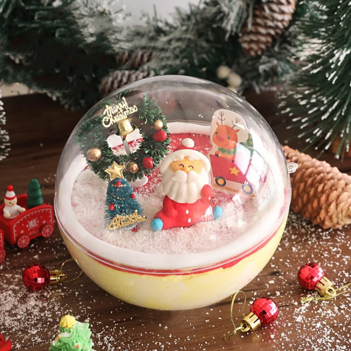 

10Pcs Transparent Mousse Cake Container Ball Shape Portable Round Cake Box Creative Lightweight for Storage Decoration