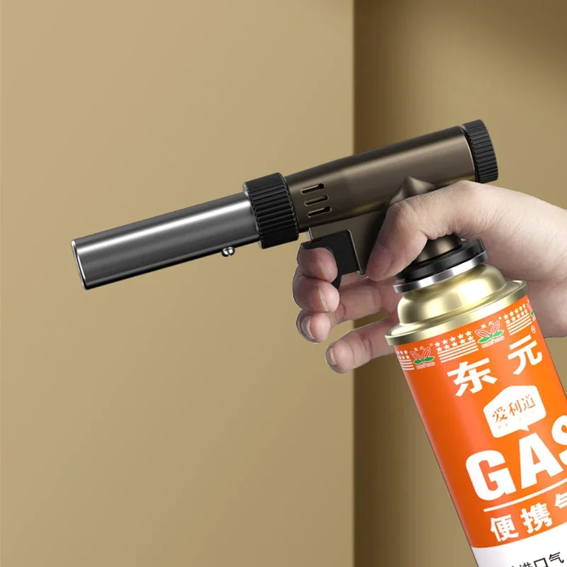 Portable Welding Gas Torch Flame Gun Outdoor Butane Burner Camping BBQ Lighter Flamethrower Welding Equipment Kitchen Supplies