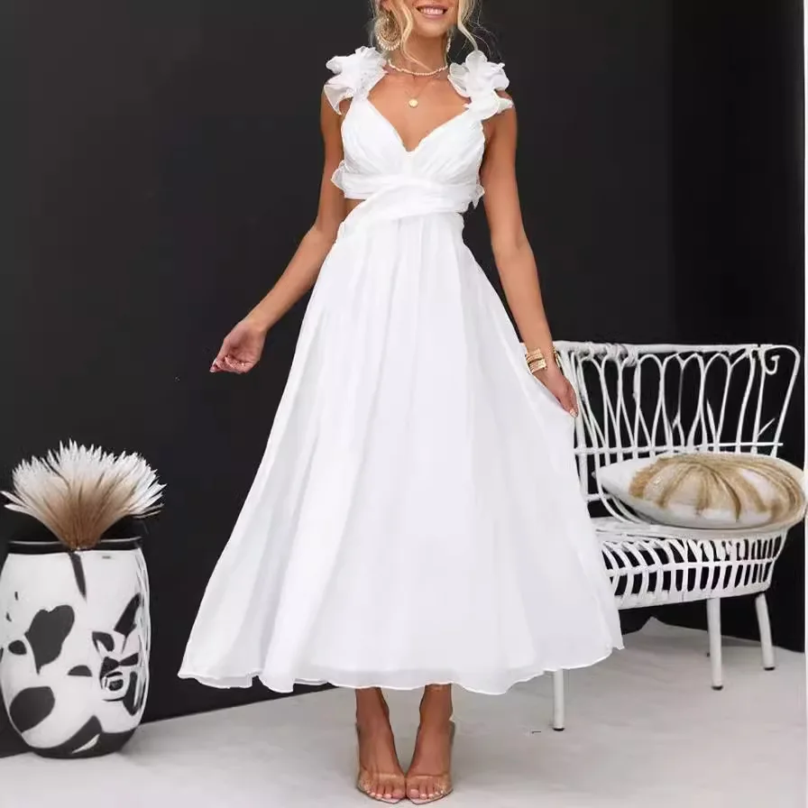 우아한 여성용 긴 드레스, 2025 여름 파티 화이트 드레스, 섹시한 Mujer Verano Feestjurken Y2k