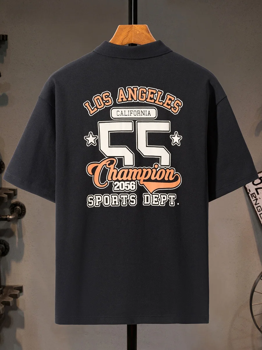 

Мужская летняя футболка свободного кроя с коротким рукавом, модная, с буквенным принтом, в американском стиле, из плотного материала, повседневная, модная