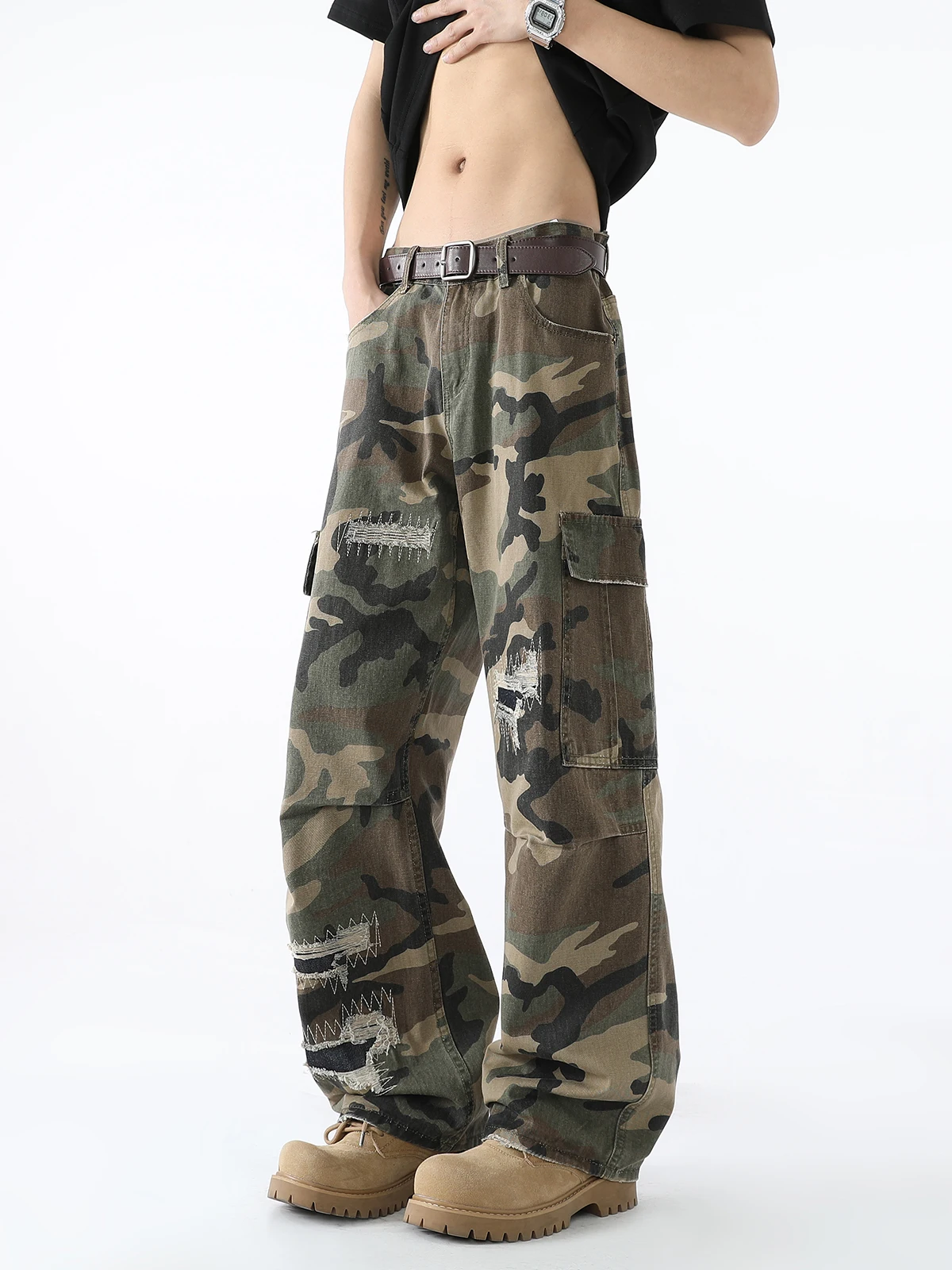 

Женские армейские зеленые джинсы-карго Y2k Harajuku, винтажные джинсовые брюки большого размера, японские камуфляжные джинсы-бойфренды 2000-х годов, осенние брюки