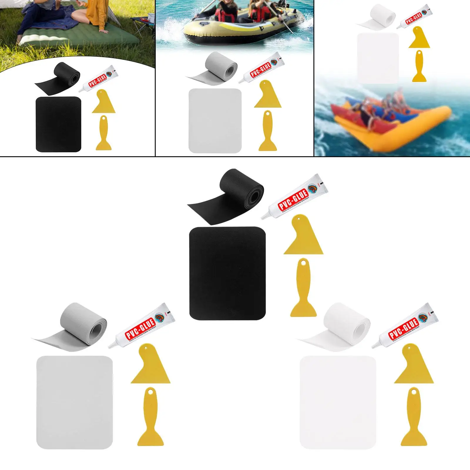 

Kayak Patch Waterproof Puncture Repairing Sheet DIY PVC Inflatable Repair Tape for Inflatable SPA Pool Lounge Boat Rubber Raft