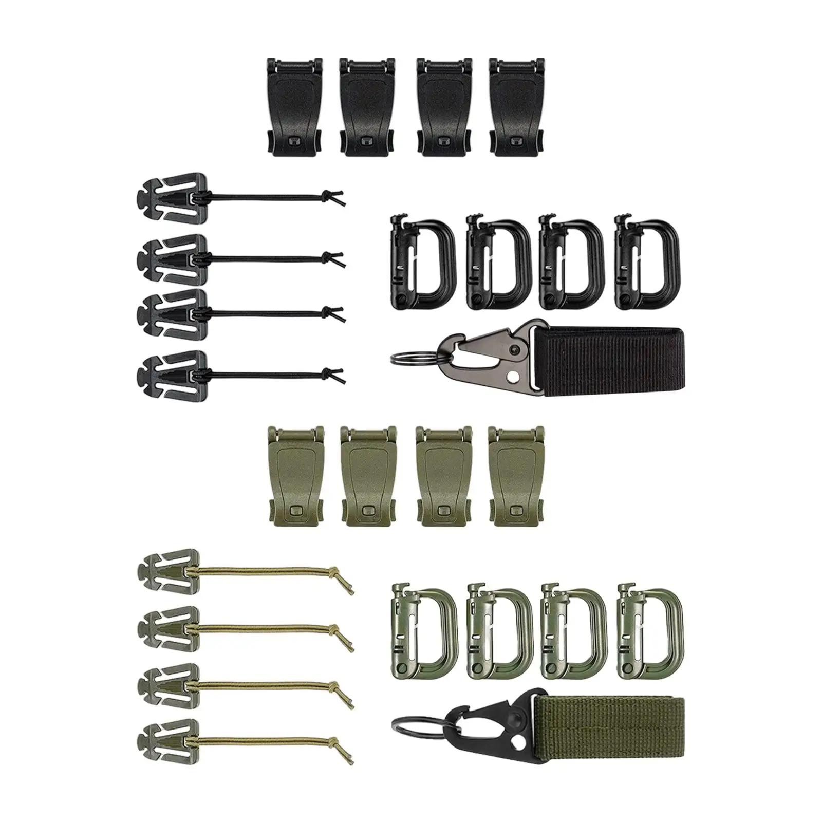 Lot de 13 attaches tubulaires de verrouillage pour extérieur, équipement de camping portable pour sangles de fixation, camping et randonnée