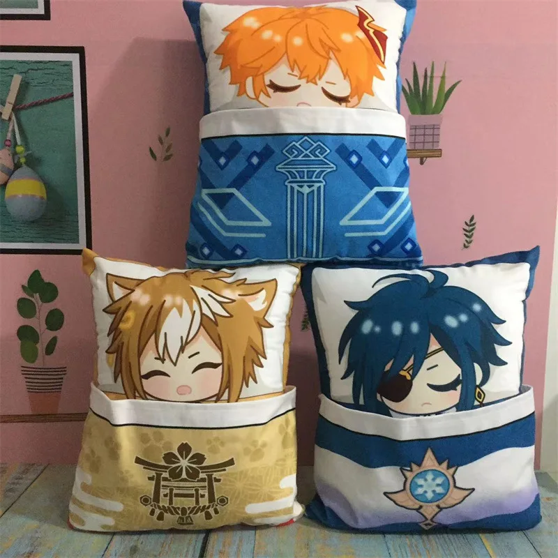 36cm Genshin Impact Square Pillow Kamisato Ayato Kazuha Shikanoin Heizou Yae Miko Game Anime Sleeping Stuffed Cushion Doll Toy