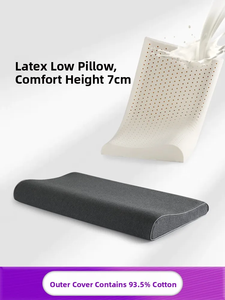 

Odael Latex Pillow Low Student Single Person Small Thin Pillow Core Latex Pillow for Adults Wave Shape Pure Cotton Cover Neck...