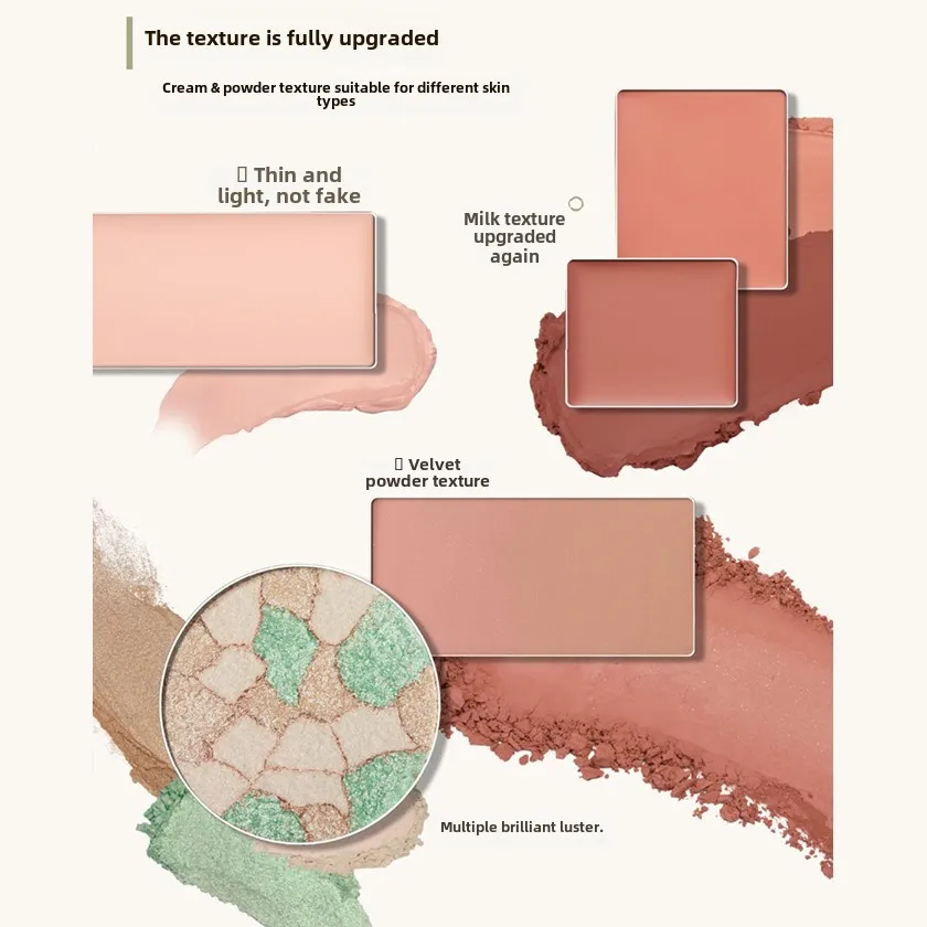 لوحة وجه متعددة الوظائف من Girlcult Jianghu الكل في واحد، أحمر الخدود، هايلايتر كونتور ومسحوق برونزي وكريمة للتوهج الخالي من العيوب #6