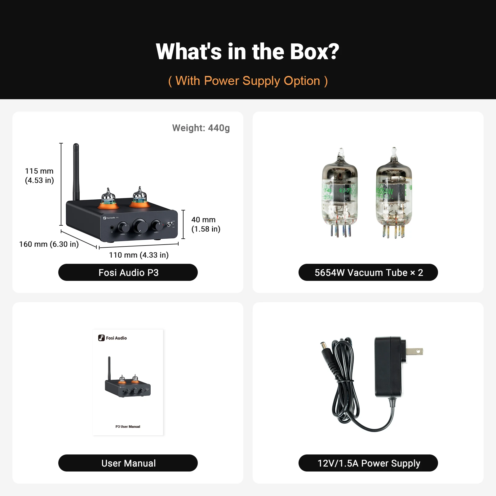 Fosi Audio P3 Bluetooth チューブアンプ HiFi ステレオプリアンプ