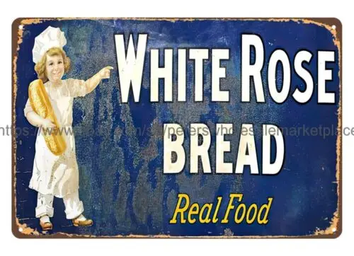 WHITE ROSE BREAD BAKERY metal tin sign affordable home accessories tin sign