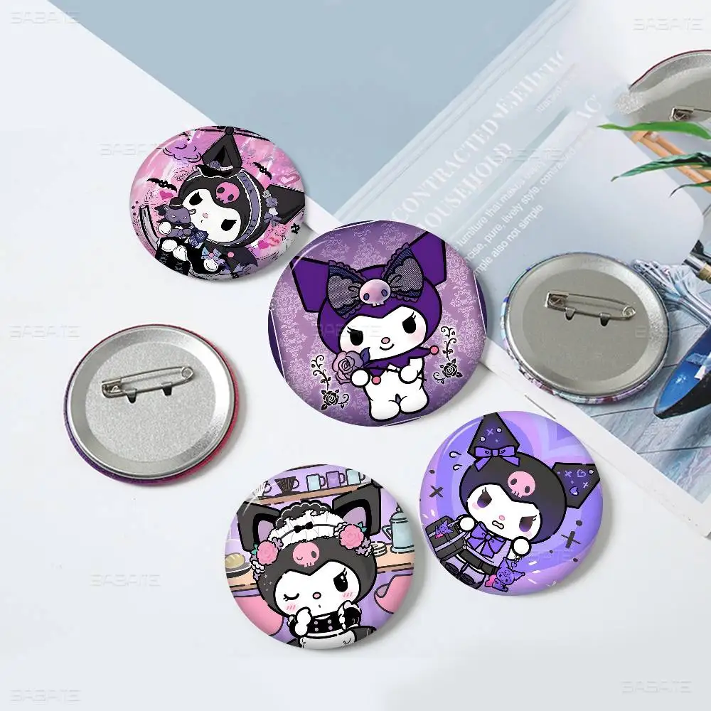 Cute Cartoon K-Kuromi Anime Button Pin Handmade Brooch for Clothes Cartoon Badge Backpack Decoration Jewelry Accessories