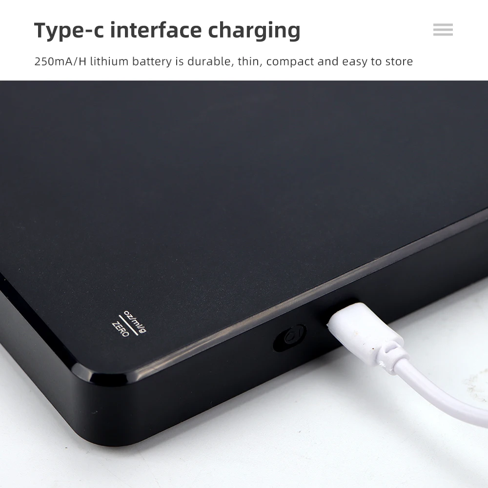 Rechargable Digital Coffee Scale with Timer LED Screen Espresso USB 3kg Max.Weighing 0.1g High Precision Measures Kitchen Scale