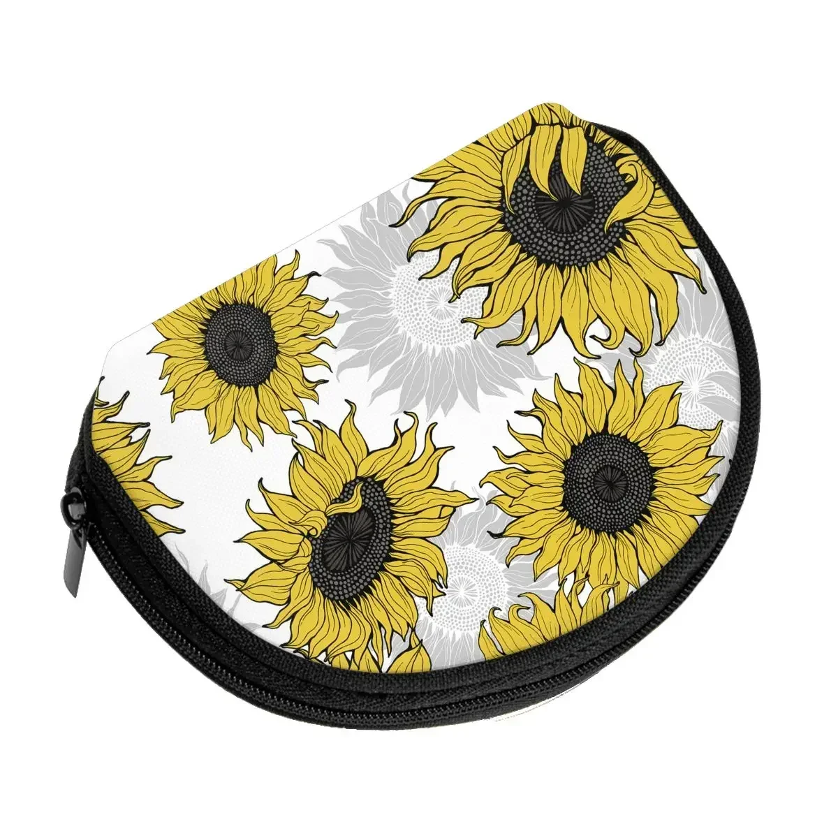 Sunflowers 3D Printing Coin Purse Ladies Shopping Portable Silver  Bag