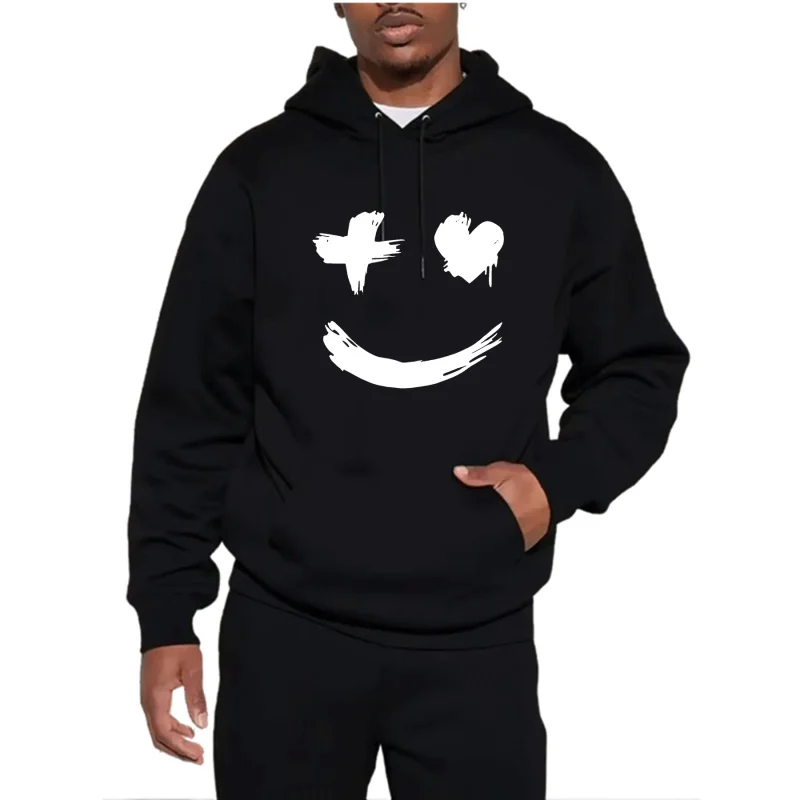 

EU Size Men's Hoodie 250G Heavyweight fabric Print Casual Pullover Hooded Sweatshirt With Kangaroo Pocket Sweatshirt