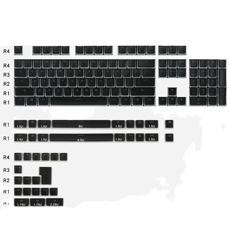 141 keys Full set Black Pudding PBT Doubleshot Backlit Keycaps 84 68 108 84 mx Mechanical Keyboard fitting