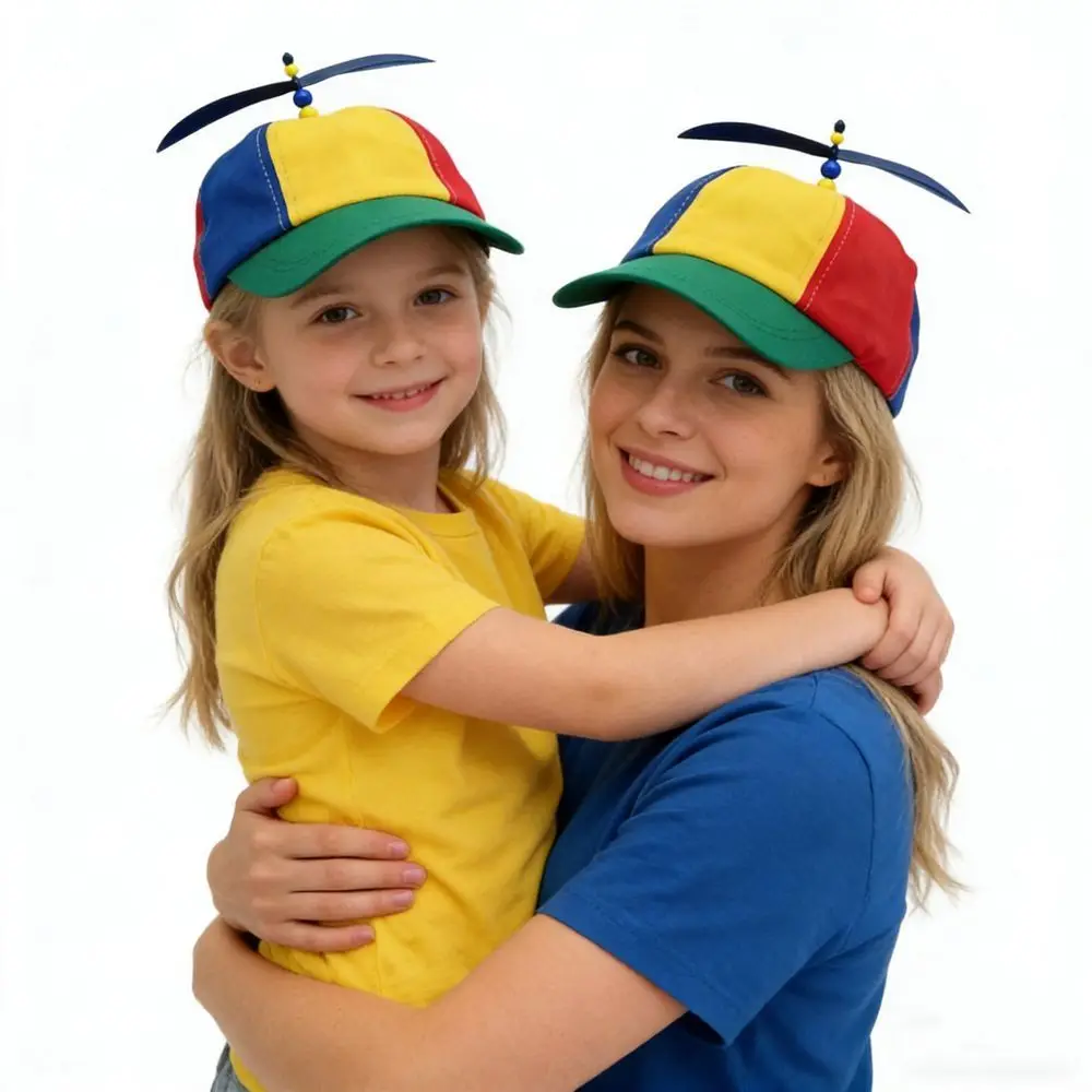 Detachable Propeller Baseball Cap Cotton Color-block Bamboo Dragonfly Cap Rainbow Design Sunscreen 5