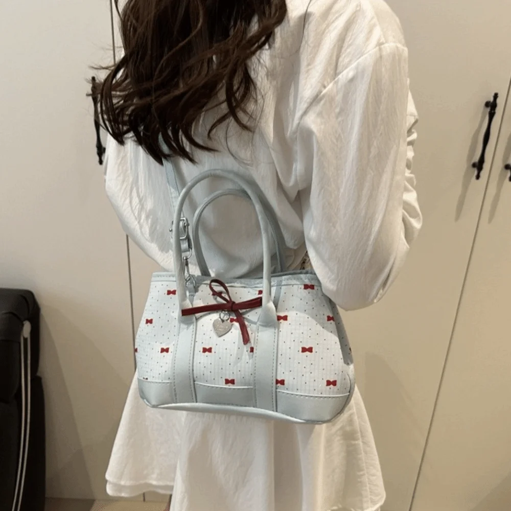 

Korean Stylish Bow Shoulder Bag Casual Leisure Bowknot Bucket Bag Sweet Adjustable Strap Women's Handbags Outfits