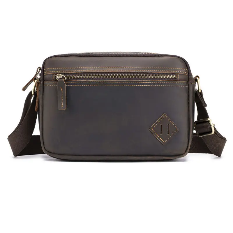New  Men's single-shoulder crossbody bag made of genuine leather, stylish and casual for daily commuting, trendy crossbody bag