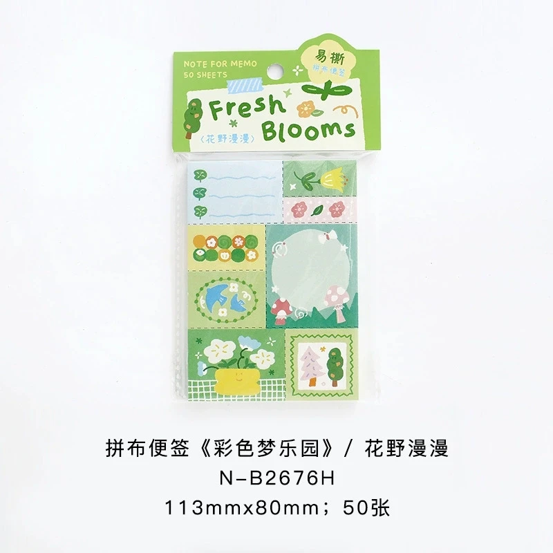 Kawaii 50 Vellen Patchwork Memo Pad Kleur Dreamland Serie Leuke Illustratie Journal Scrapbooking Notitiepapier DIY Decoratie Memo