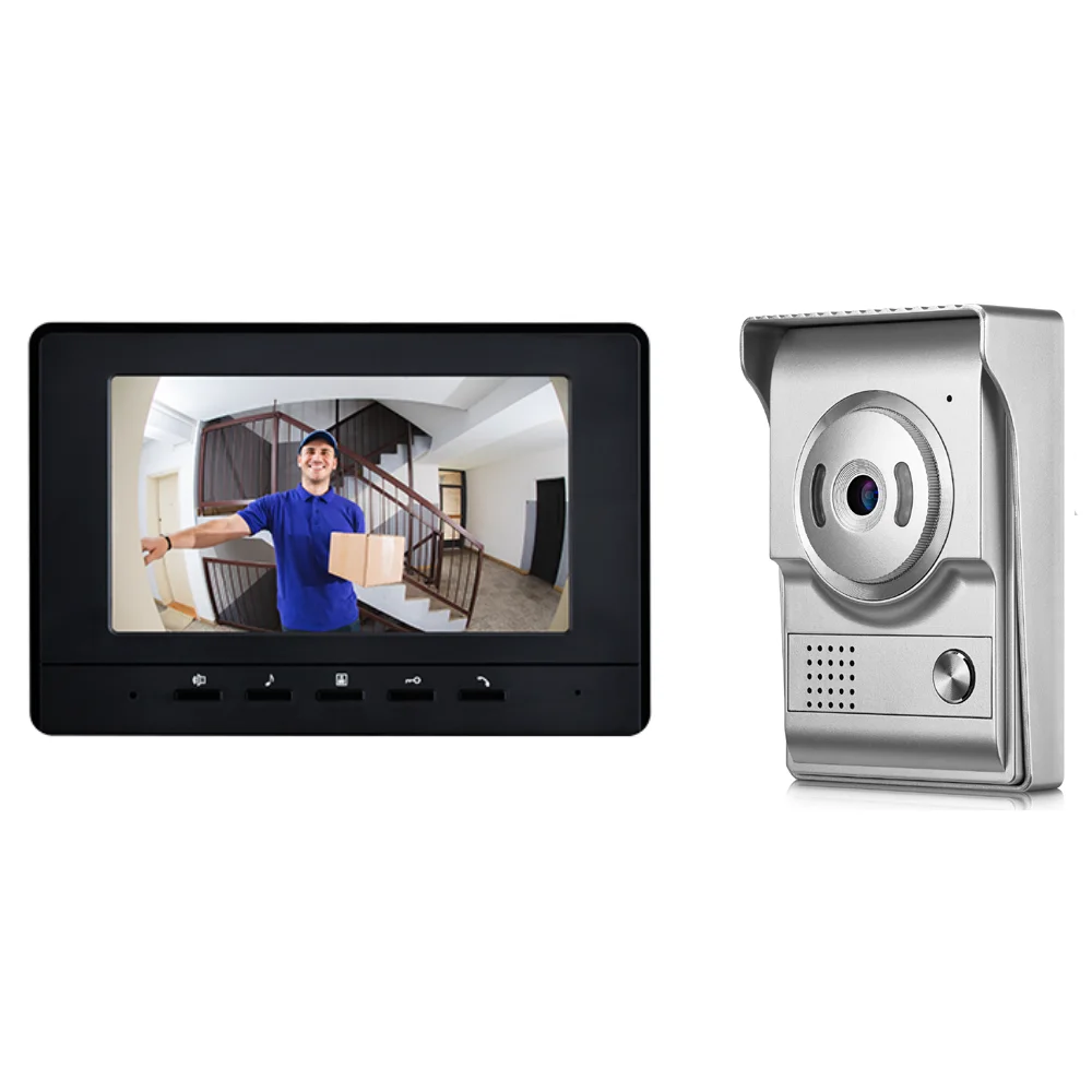 Wired Video Intercom System 7" Video Doorbell Door Phone System HD Camera Kits Support Unlock, Monitoring, Dual-Way Intercom