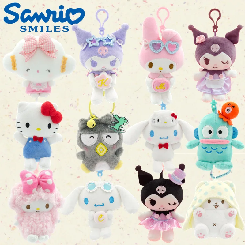 

Оригинальный плюшевый брелок Sanrio: милые куклы-подвески Куроми, Май Мелоди, Хелло Китти для сумок и рюкзаков, мультяшные украшения-шармы
