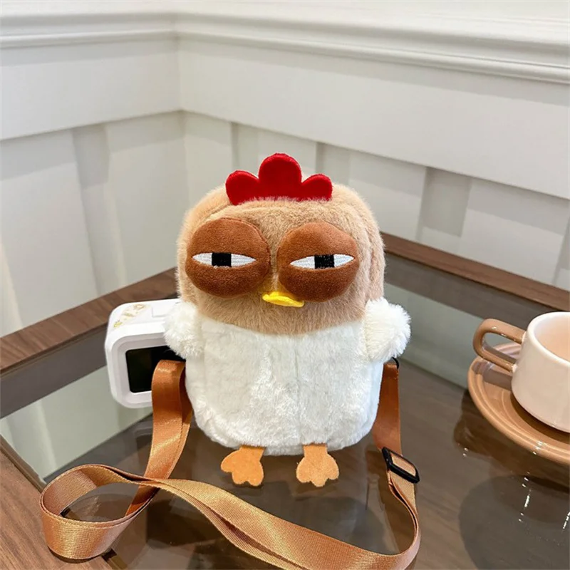 Plush Adjustable Strap Cartoon Bag Chicken Purse For Women Fluffy Hen Shoulder Bag Handbag For Travel Party▪ view 6