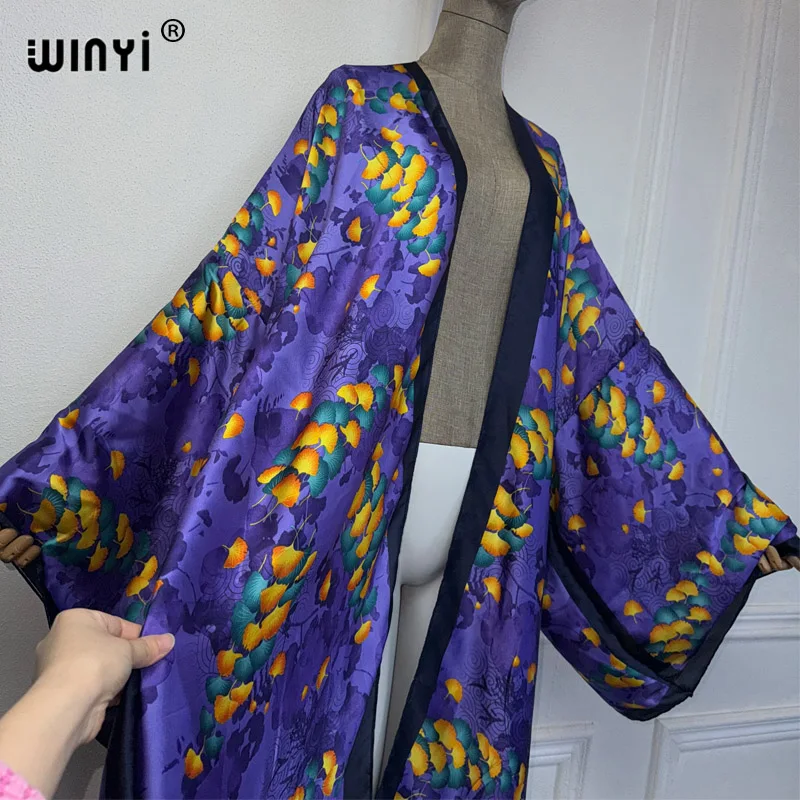 WINYI letnie kimono afrykańska sukienka z nadrukiem plaża boho elegancki kardigan seksowna wakacyjna stroje plażowe dla kobiet na plażę