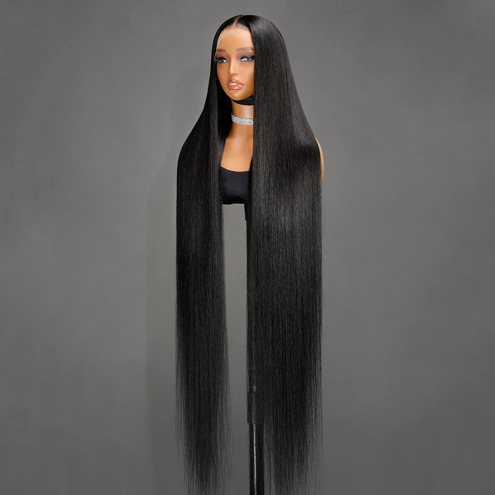 40 นิ้วตรงลูกไม้ด้านหน้าวิกผมผมมนุษย์ความหนาแน่น 200 13x4 HD โปร่งใสผมมนุษย์วิกผมลูกไม้ด้านหน้าด้านหน้าสําหรับผู้หญิงธรรมชาติสี