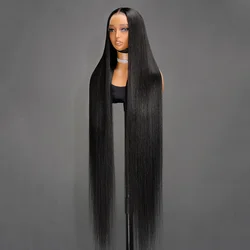 40 Inch Straight Lace Front Wigs Human Hair 200 Density 13x4 HD Transparent Human Hair Lace Frontal Wigs For Women Natural Color