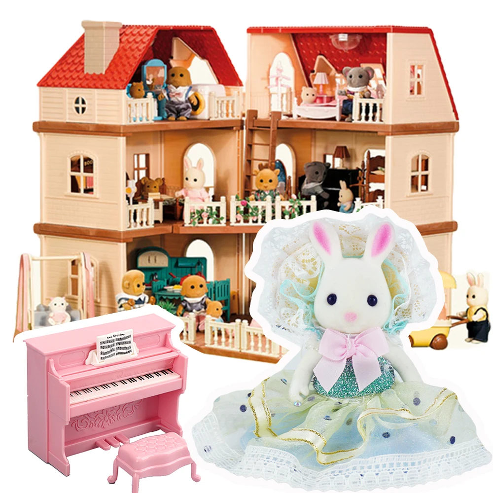 1/12 Dollhouse Children‘s Furniture House Forest Family Toy Rabbit Kitchen Accessories Simulation Set Reindeer Girl Bithday Toys