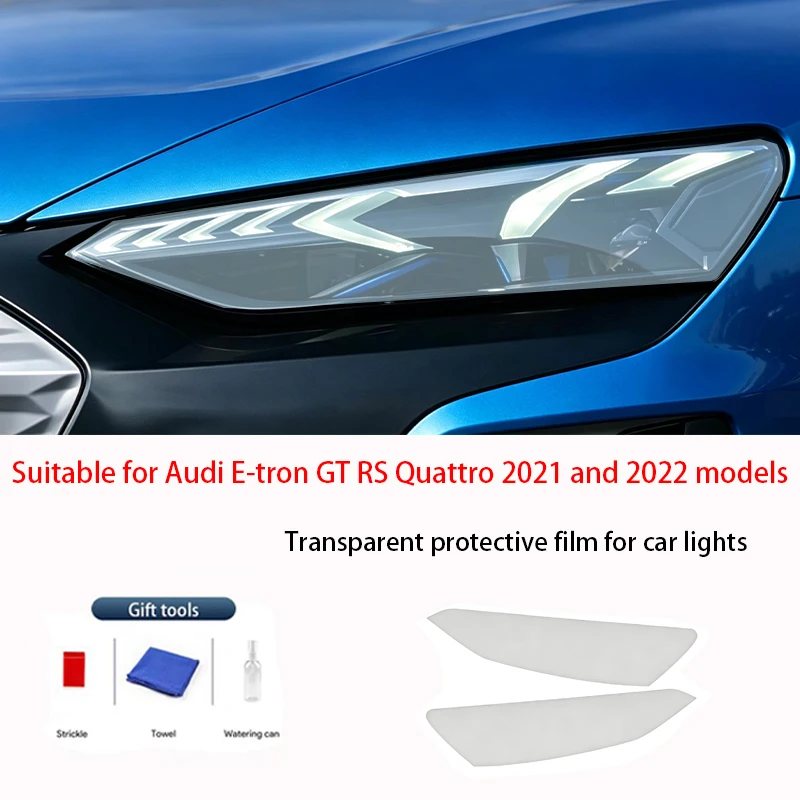 

For Audi E-tron GT RS Quattro 2021-2022 TPU Transparent Smoked Black Headlight Protective Film Anti-Scratch Sticker Cover