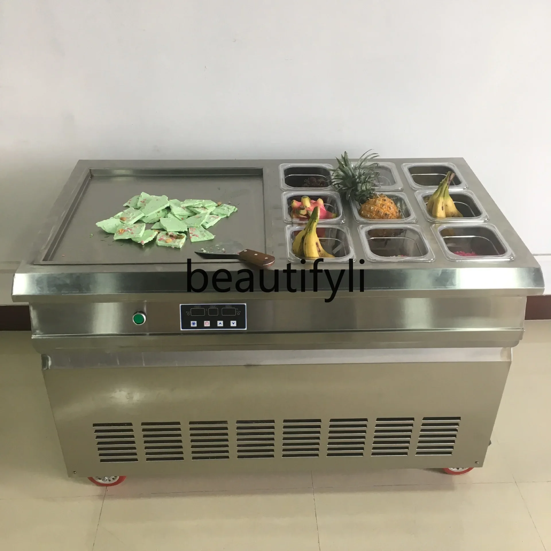 Z189 Intelligent Large Square Pot with Nine Buckets Ice Cream Fryer Thai Ice Cream Roll Yogurt Fryer Machine