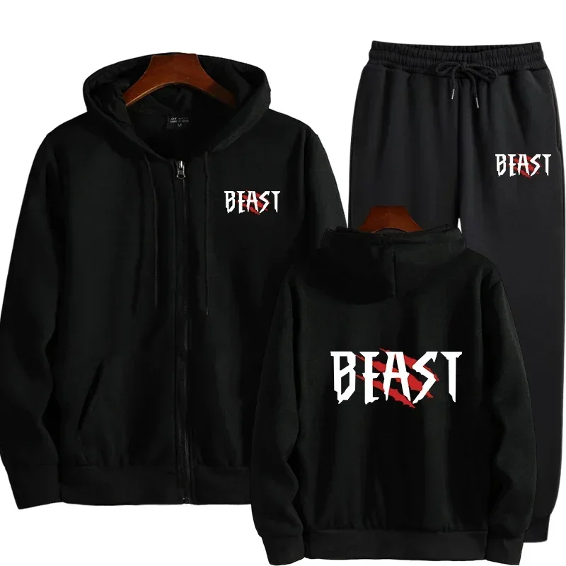 

Men's Autumn Sportswear Set, Hooded Casual Zippered Sweatshirt, Sportswear Pants, Fashionable Men's Jogging Set New Style
