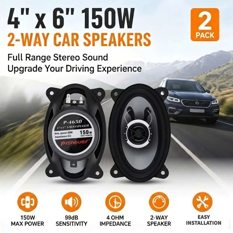 4Inch×6inch dual-channel speaker（a Pair）——Maximum Power150W，Balanced sound，High-pitched sound is smooth，High-quality original re