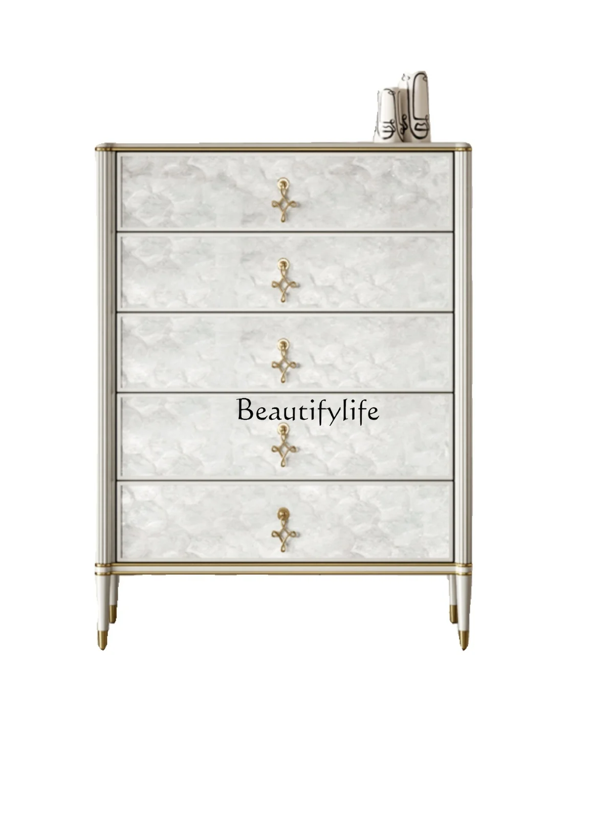 

Light Luxury American Shell Chest of Drawers Paint Solid Wood Large Capacity Chest of Drawer Bedroom Storage Decoration