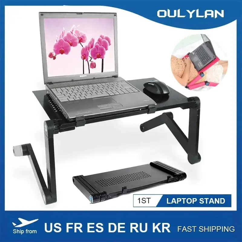 OULYLAN Laptop Stand Adjustable Folding Portable Notebook Computer Table Lapdesk for Sofa TV Bed PC Desk StandMultifunctional