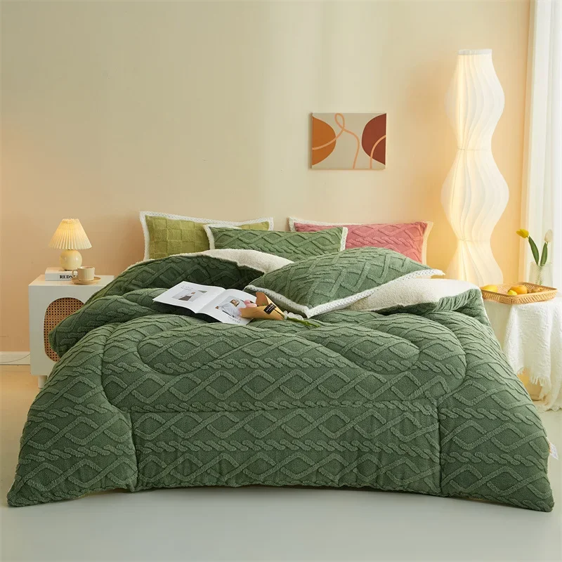 厚手の彫刻が施されたフリースキルト,暖かいベビーキルト,シングルコア,タフー,秋冬,新品,2024