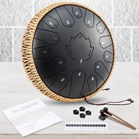 Hluru Steel Tongue Drum Glucophone 13 Inch 15 Notes C Tone Music Drum Ethereal Drum Percussion Musical Instruments Steel Drum