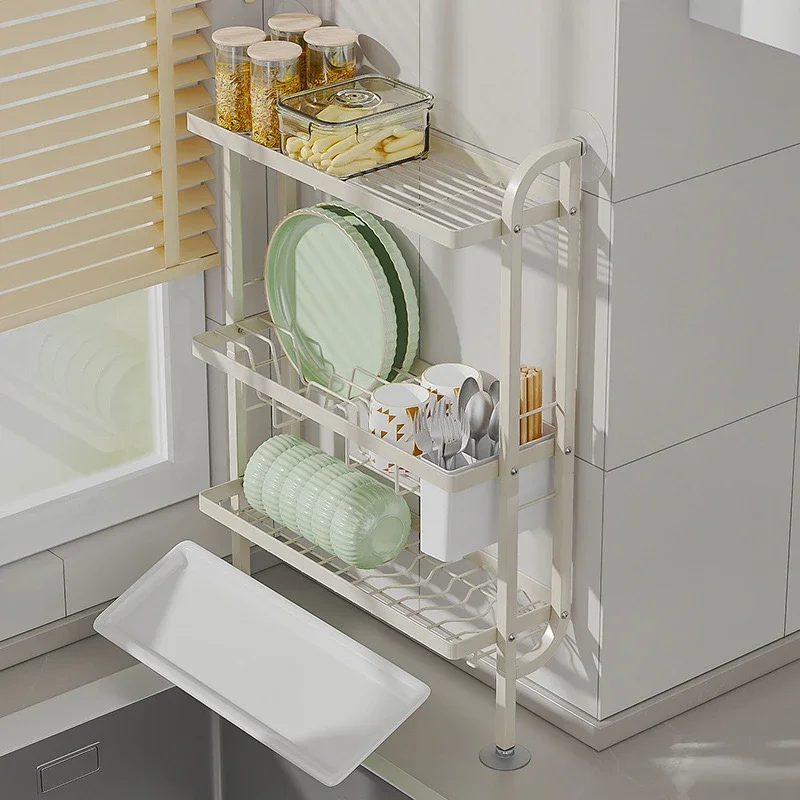 

No-Hole Kitchen Bowl Rack High Load-Bearing Tableware Drainage Stand Multi-Layer Storage for Bowls & Plates