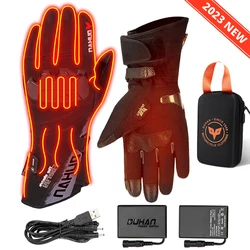 DUHAN Heated Gloves Battery Powered Winter Thermal Motorcycle Heating Gloves Riding Waterproof Guantes Para Moto Touch Screen