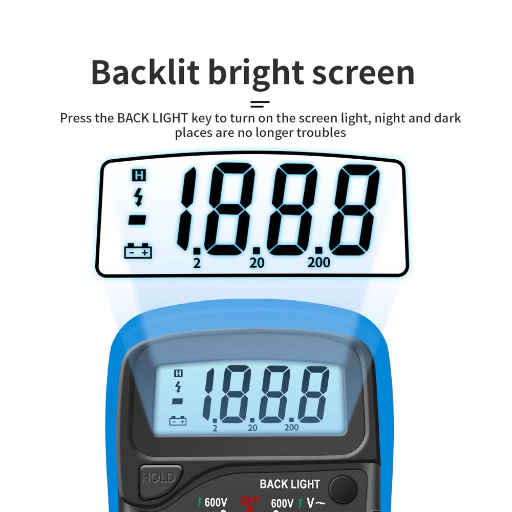 AN8205C Digital Multimeter AC/DC Ammeter Volt Ohm Tester Meter Multimetro With Thermocouple LCD Backlight Portable