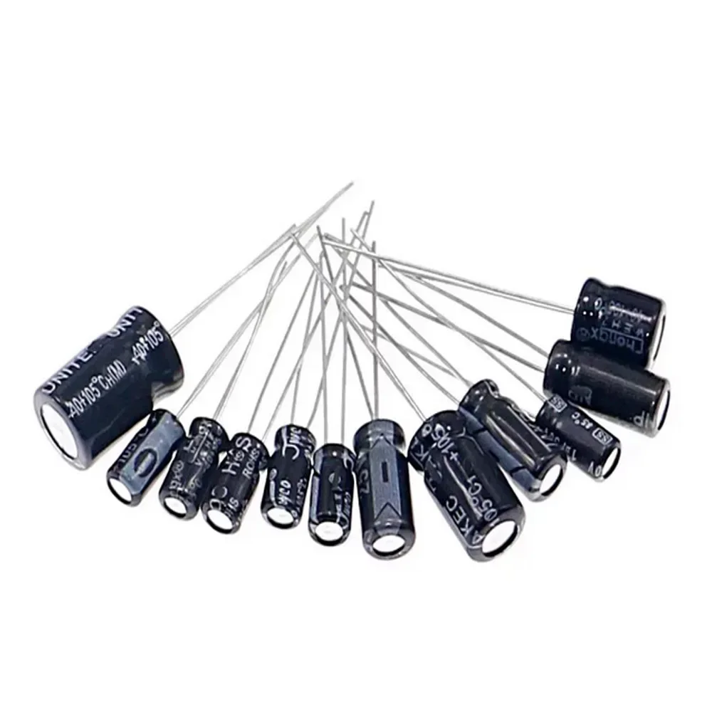 120pcs Electrolytic Capacitor  Aluminum Electrolytic Capacitor Kit 12 Values 1uF-470uF DIP Electrolyte Capacitors