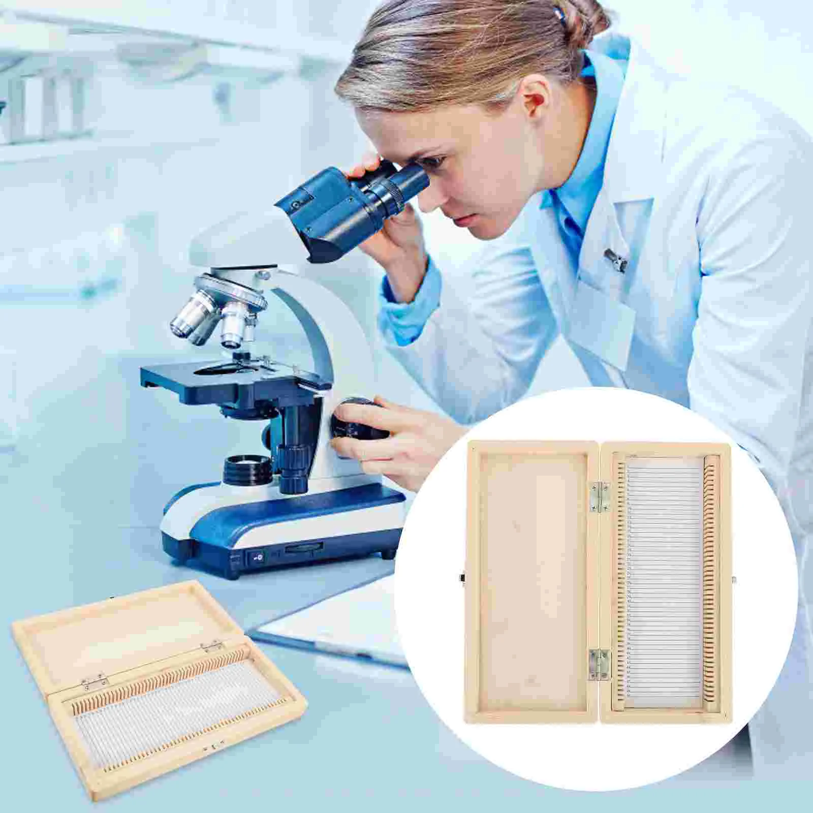 Wood Microscope Slide Storage Box Microscope Slide Holder Multi Slots Storage Container Labs Microscope