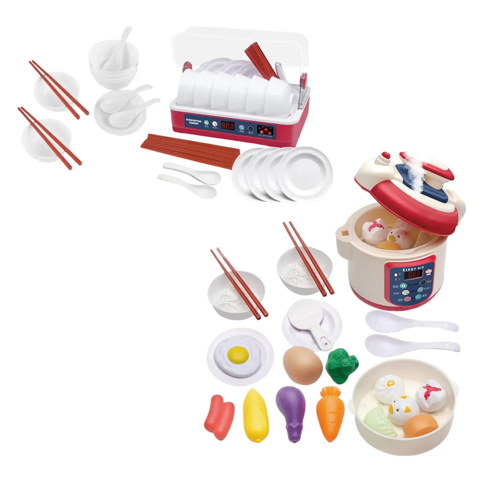 25 Pieces Rice Cooker Toy with Food Playset Electronic Kitchen Playset Gift