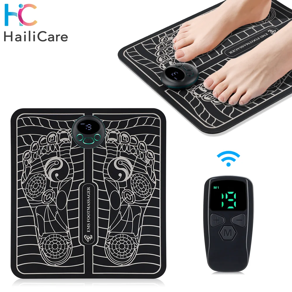 

Electric EMS Foot Massager Pad with Remote Control Muscle Stimulation Foot Massager USB Charging Portable Foldable Massage Mat