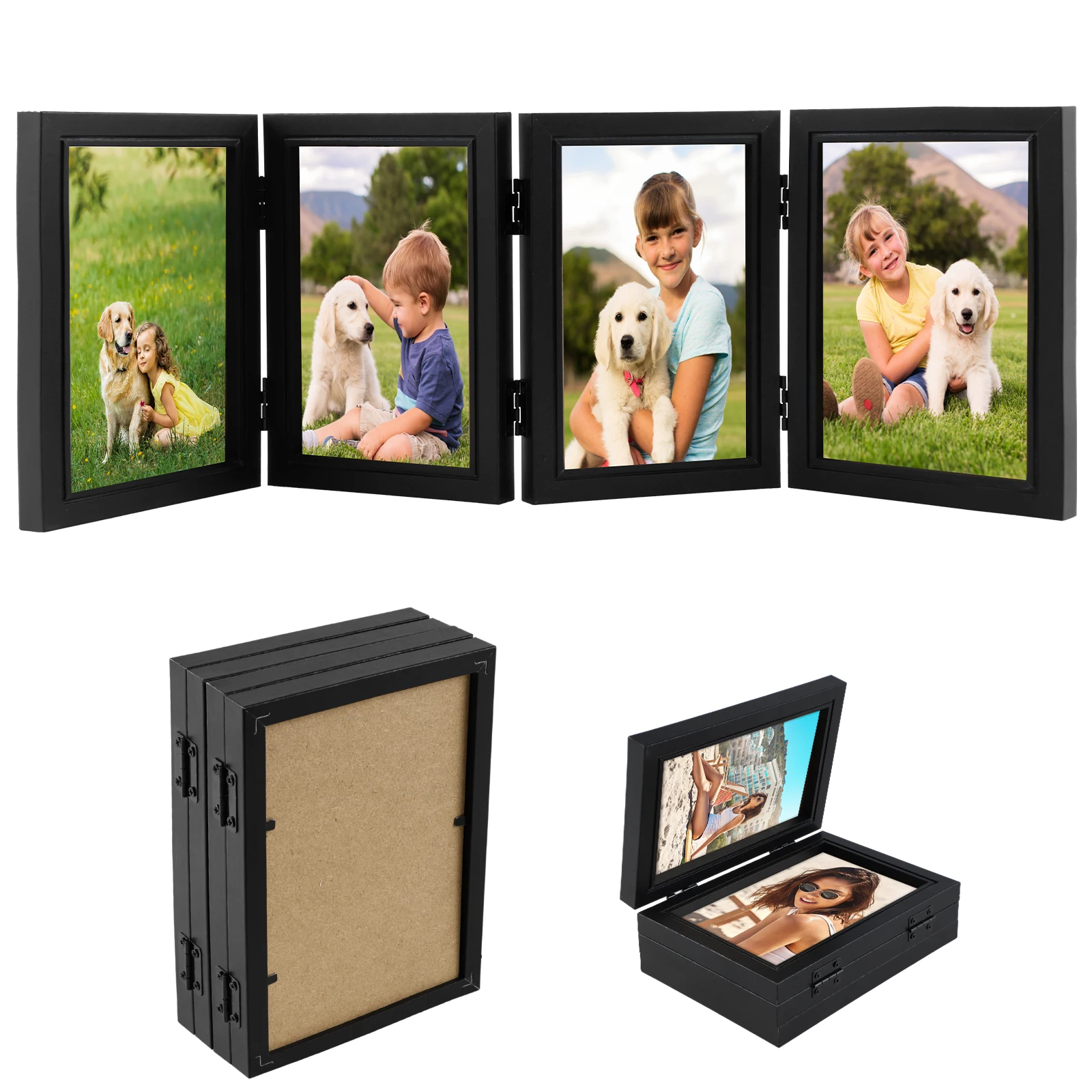 Bisagra plegable para marco de fotos, adorno para álbum de fotos, recuerdo siamés, caja de almacenamiento de imágenes para estantería, decoración del banquete de boda, Fotorahmen